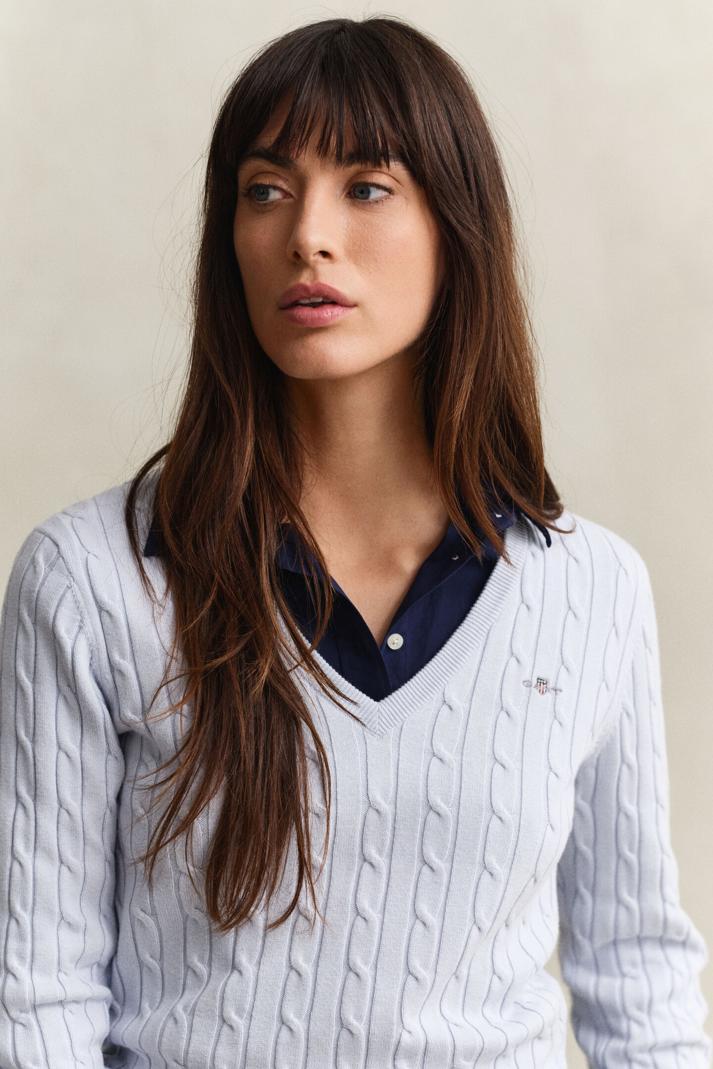 V-ringad kabelstickad tr&ouml;ja