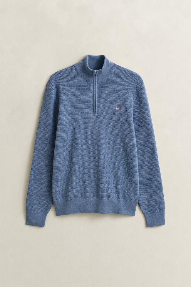 Minikabelstickad tr&ouml;ja med half-zip