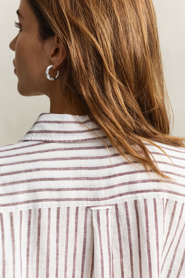 Relaxed fit randig linneskjorta