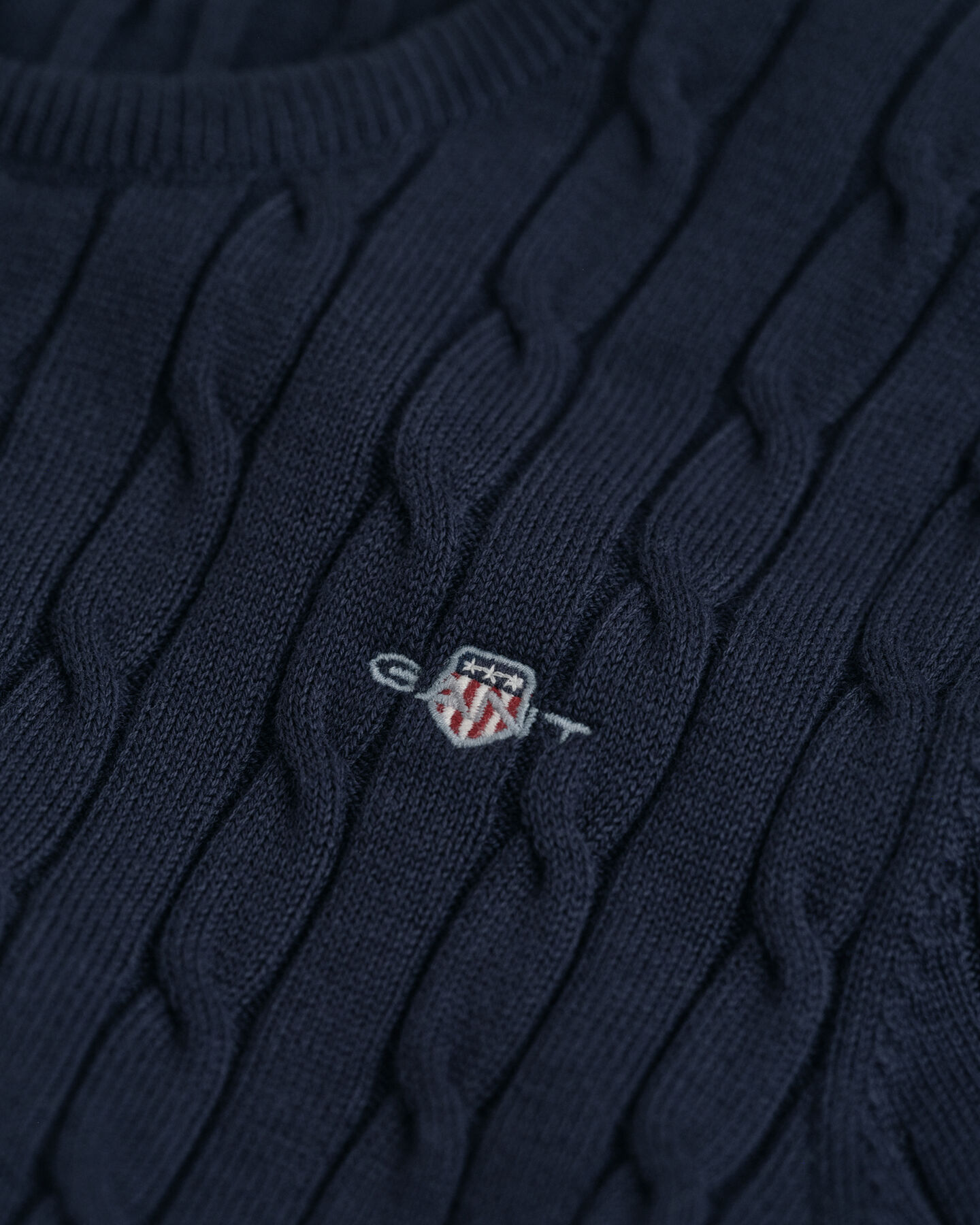 Teen Girls kabelstickad kort&auml;rmad tr&ouml;ja i bomullsstretch