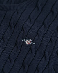 Teen Girls kabelstickad kort&auml;rmad tr&ouml;ja i bomullsstretch