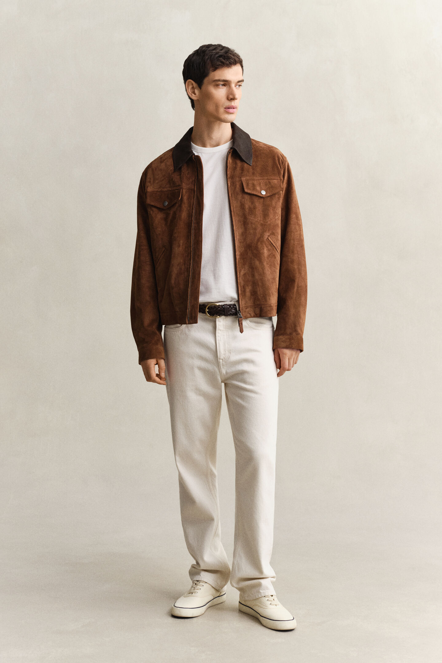 Straight fit jeans i &eacute;cru