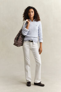 Kabelstickad tr&ouml;ja med rund hals