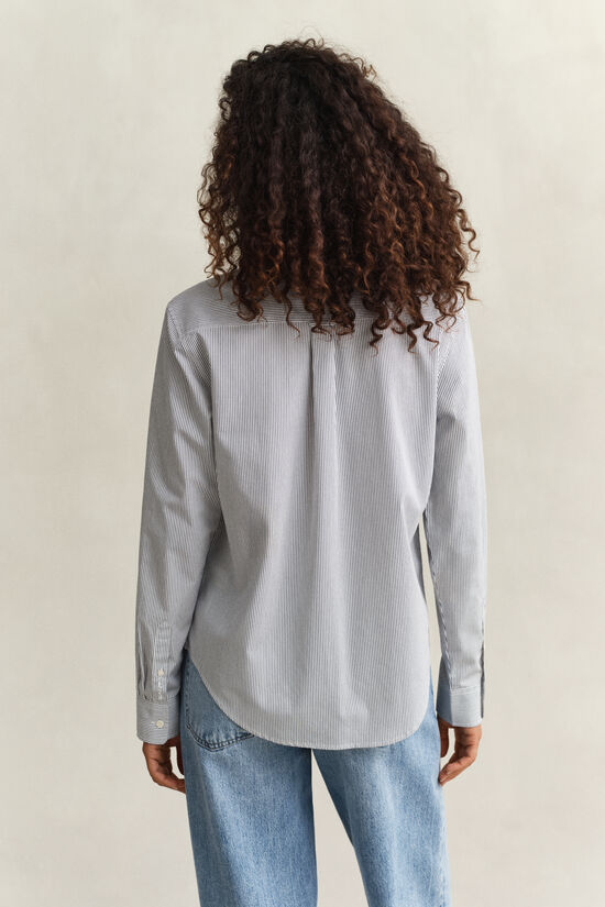 Randig bomullsskjorta med volang