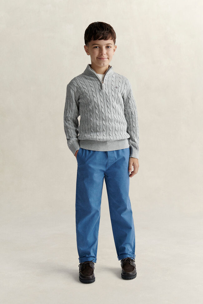 Teen Boys tr&ouml;ja med half-zip och sk&ouml;ldemblem