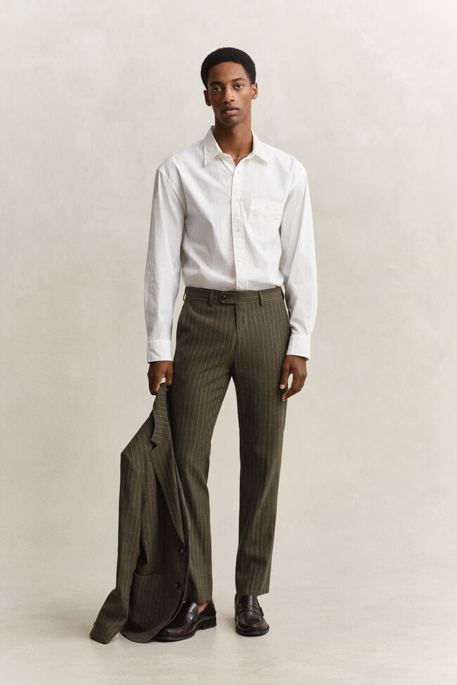 Relaxed fit dobbyv&auml;vd randig skjorta