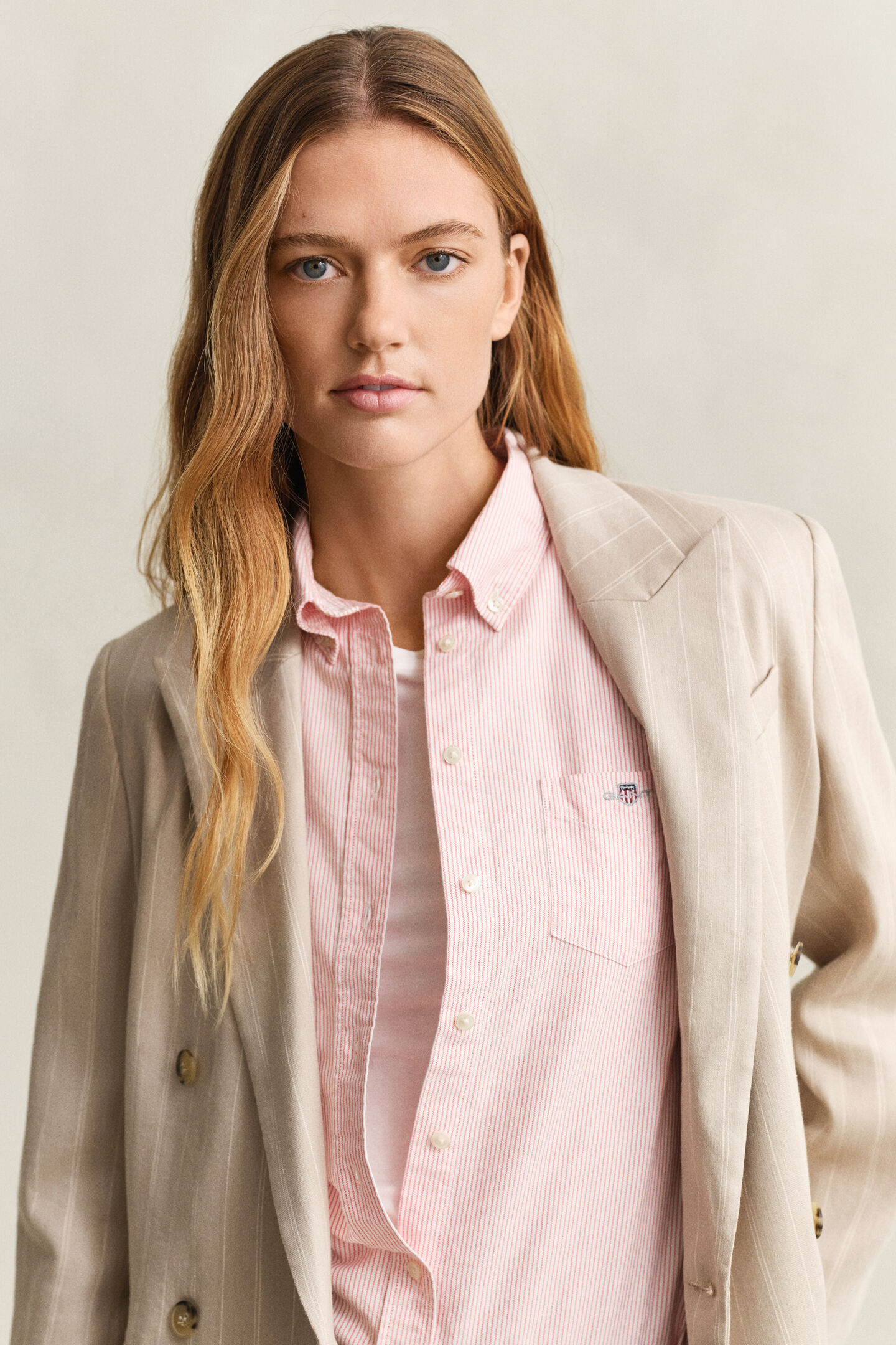 Regular fit klassisk rutig oxfordskjorta