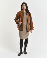 Kabelstickad kl&auml;nning med rund halsringning i bomullsstretch