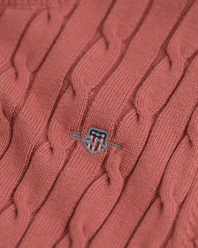 Teen Girls kabelstickad kort&auml;rmad tr&ouml;ja i bomullsstretch