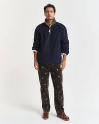 Straight fit broderade manchesterbyxor