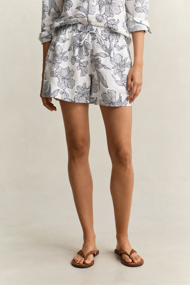 Blommiga linneshorts