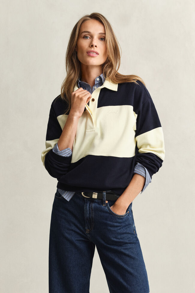 Rugger i pik&eacute;struktur med f&auml;rgblock