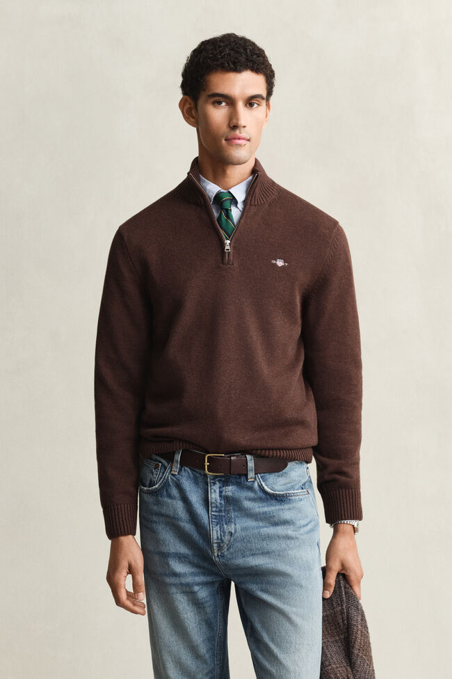 Casual Cotton tr&ouml;ja med dragkedja vid hals&ouml;ppningen