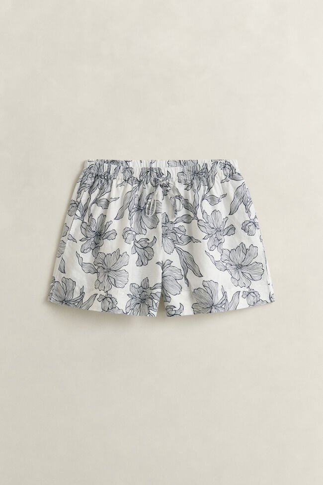 Blommiga linneshorts