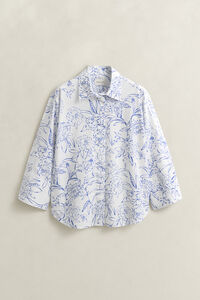 Blommig poplinskjorta