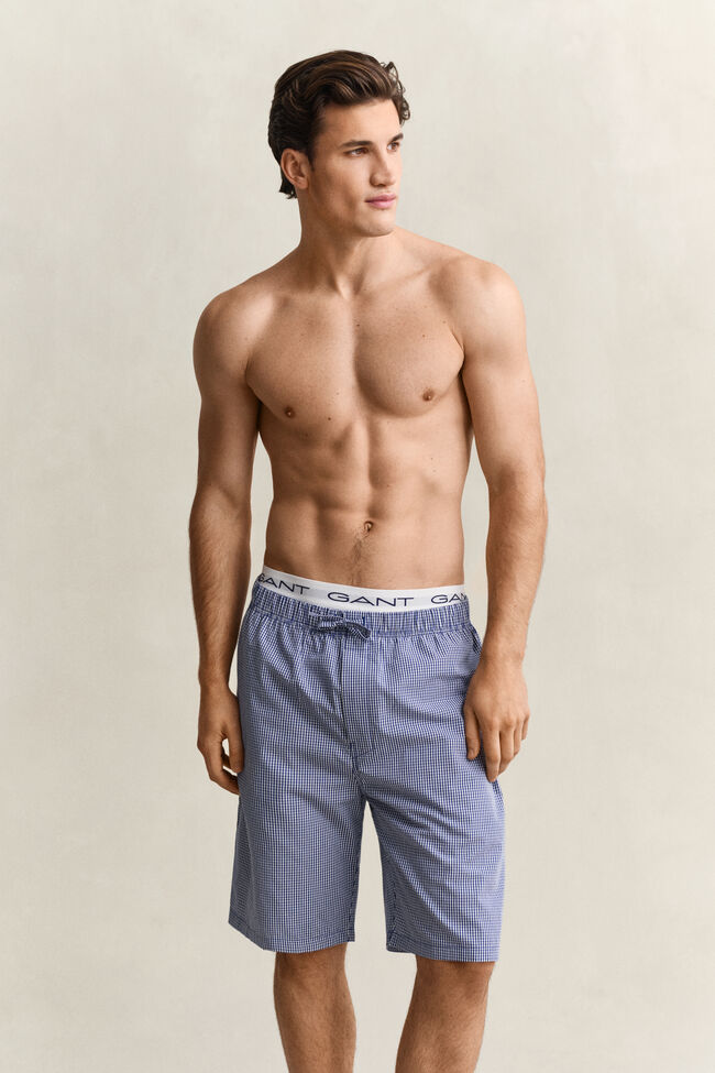 Pyjamasshorts i ginghamrutig poplin