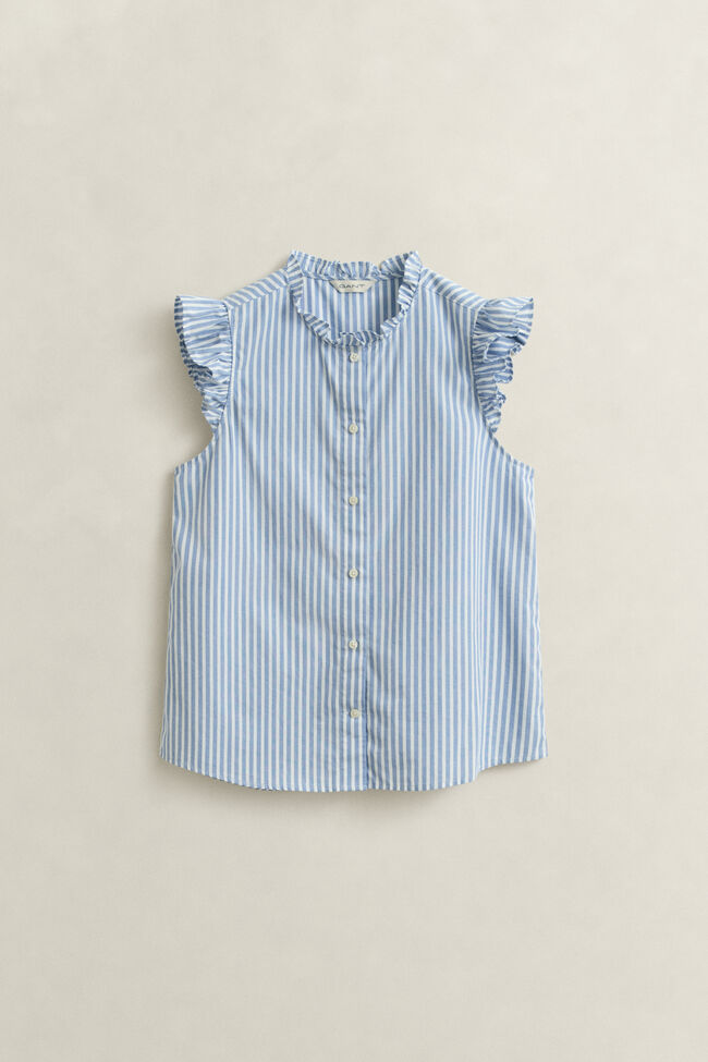 Randig bomullsblus med kr&aring;s