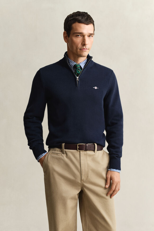 Casual Cotton tr&ouml;ja med dragkedja vid hals&ouml;ppningen