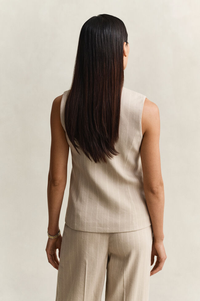 Kritstrecksrandig v&auml;st i linneblandning