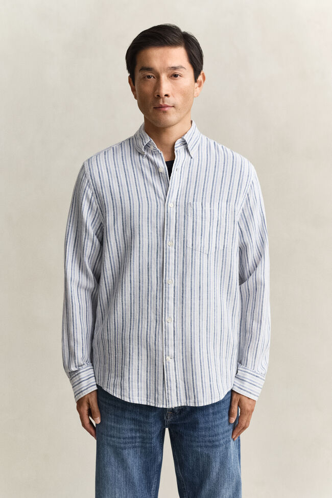 Randig skjorta i linneblandning