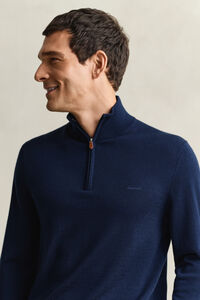 Tr&ouml;ja med half-zip i extra fin merinoull