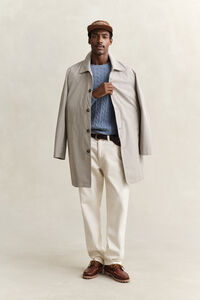 Kabelstickad bomullstr&ouml;ja med rund hals