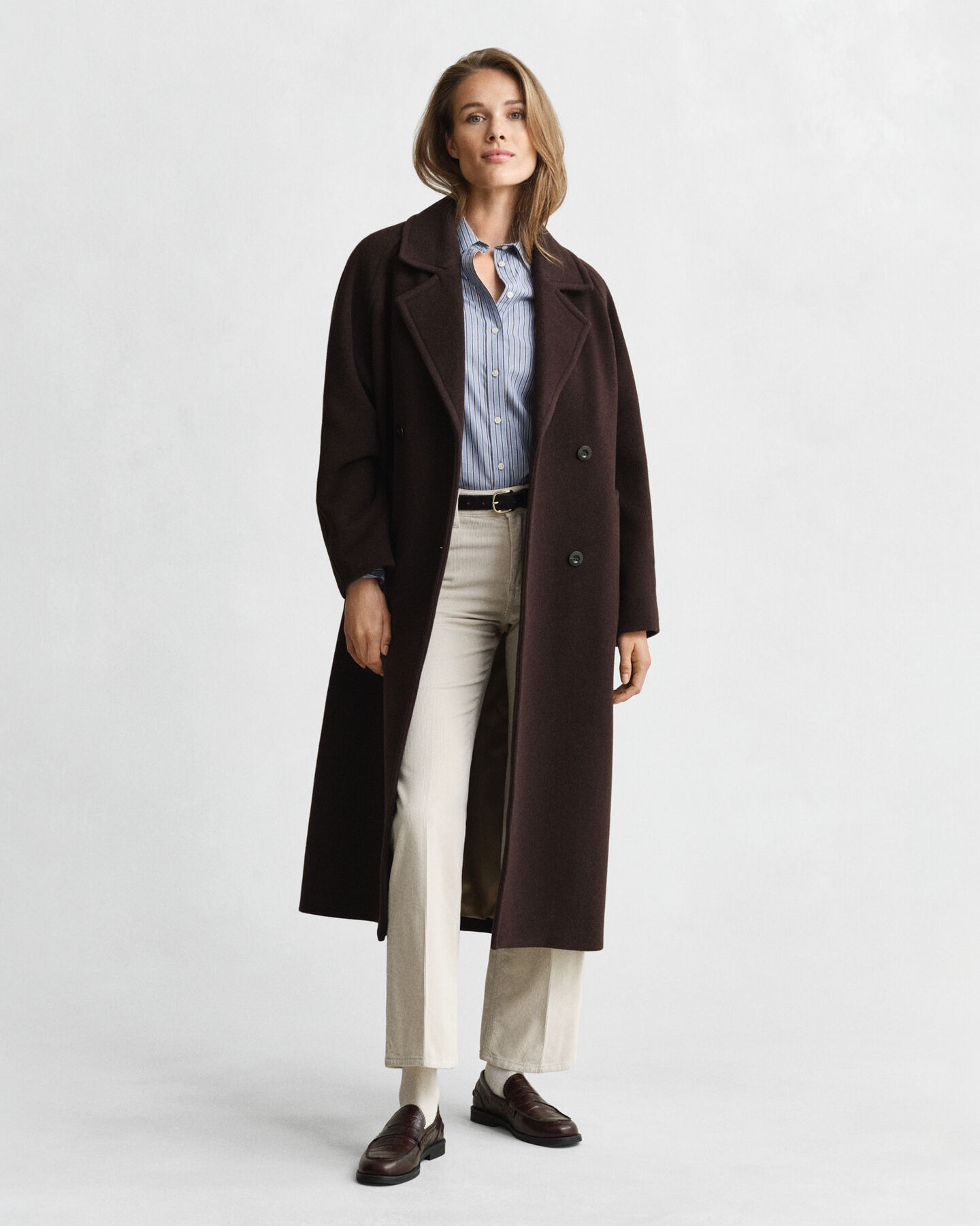 Regular fit randig poplinskjorta