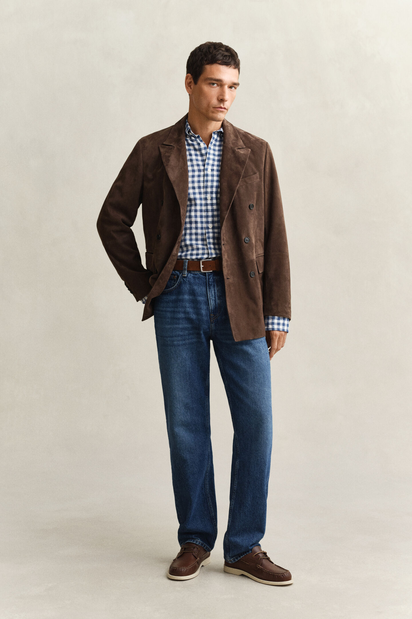 Skjorta i ginghamv&auml;vd linneblandning