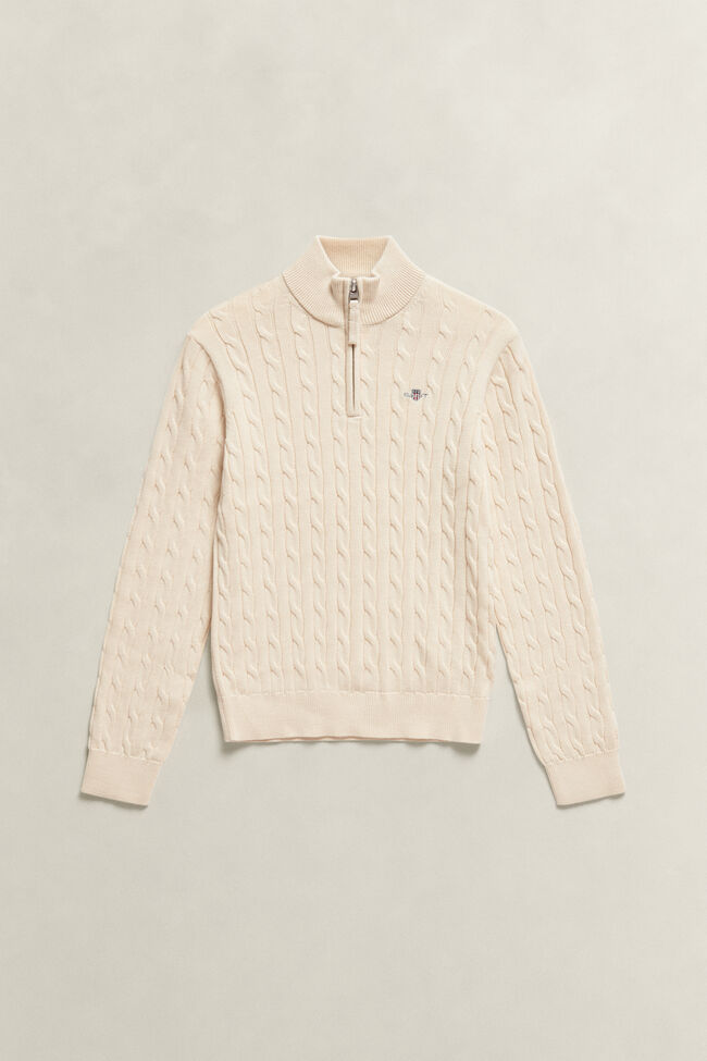 Teen Boys tr&ouml;ja med half-zip och sk&ouml;ldemblem