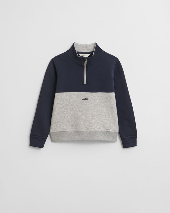 Kids sweatshirt med halv dragkedja och f&auml;rgblock