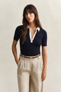 Ribbstickad kort&auml;rmad Rugger