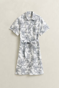 Blommig skjortkl&auml;nning i linne