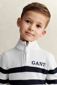 Boys tr&ouml;ja med marininspirerade r&auml;nder och dragkedja