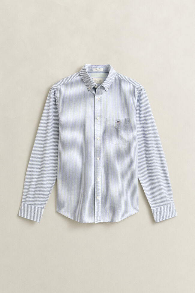 Klassisk oxfordskjorta med mellanbreda r&auml;nder