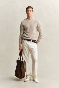 Rundhalsad bomullstr&ouml;ja med struktur