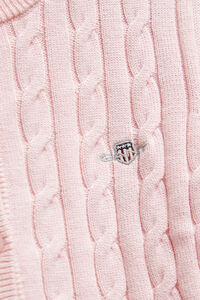 Girls kabelstickad kofta med sk&ouml;ldemblem