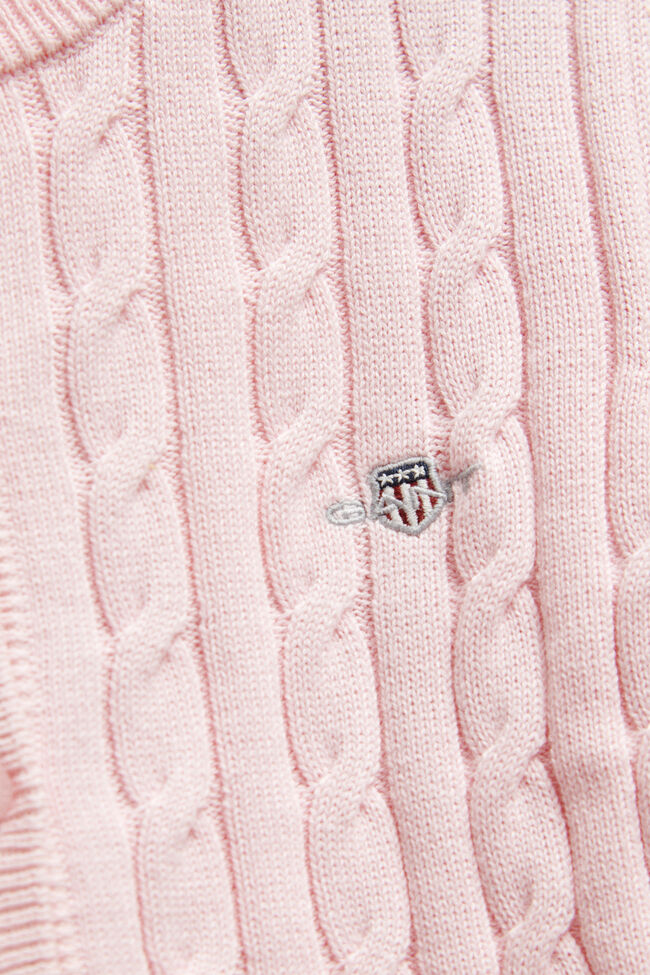 Girls kabelstickad kofta med sk&ouml;ldemblem