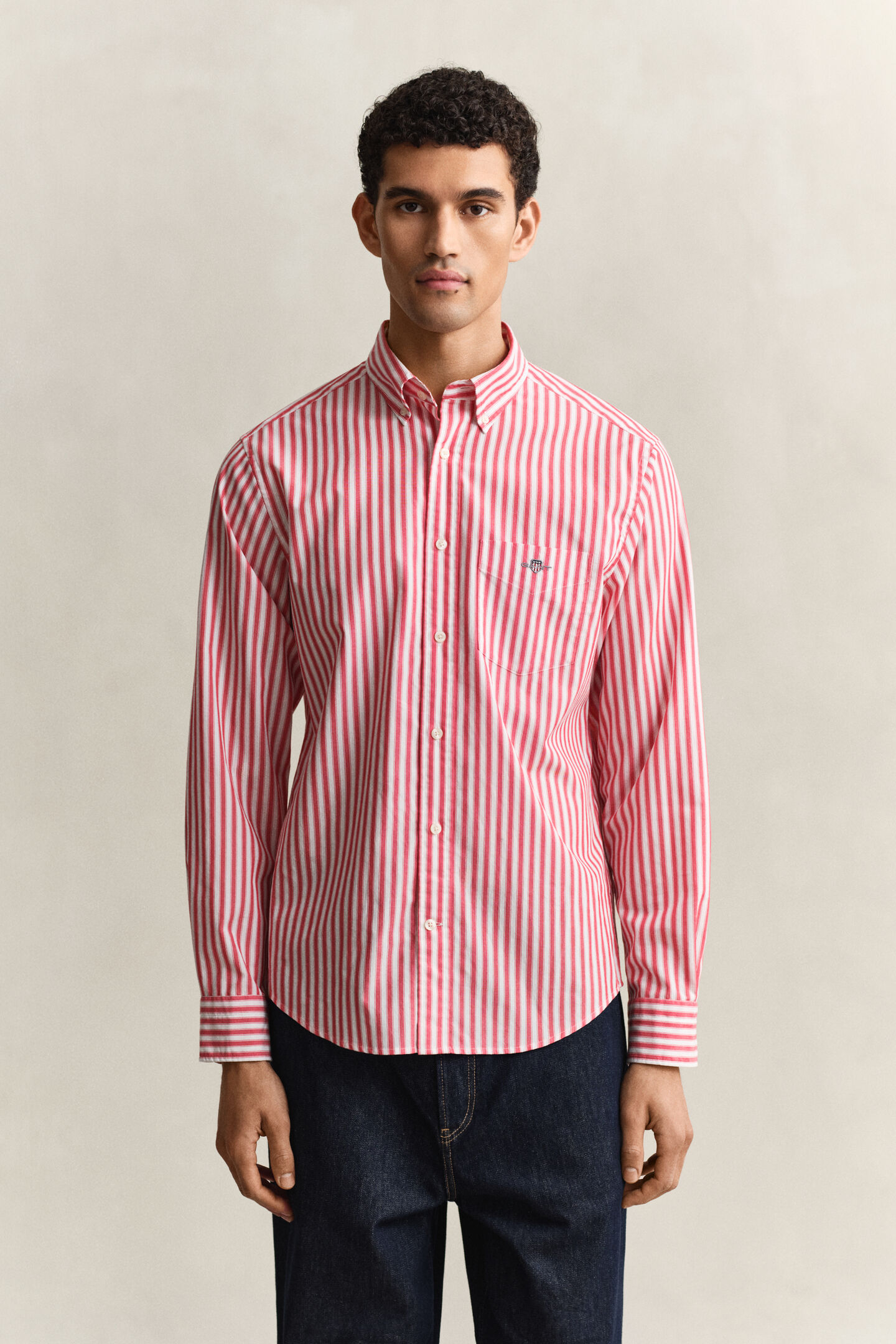 Randig klassisk poplinskjorta