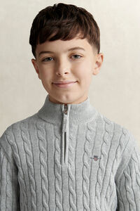 Teen Boys tr&ouml;ja med half-zip och sk&ouml;ldemblem