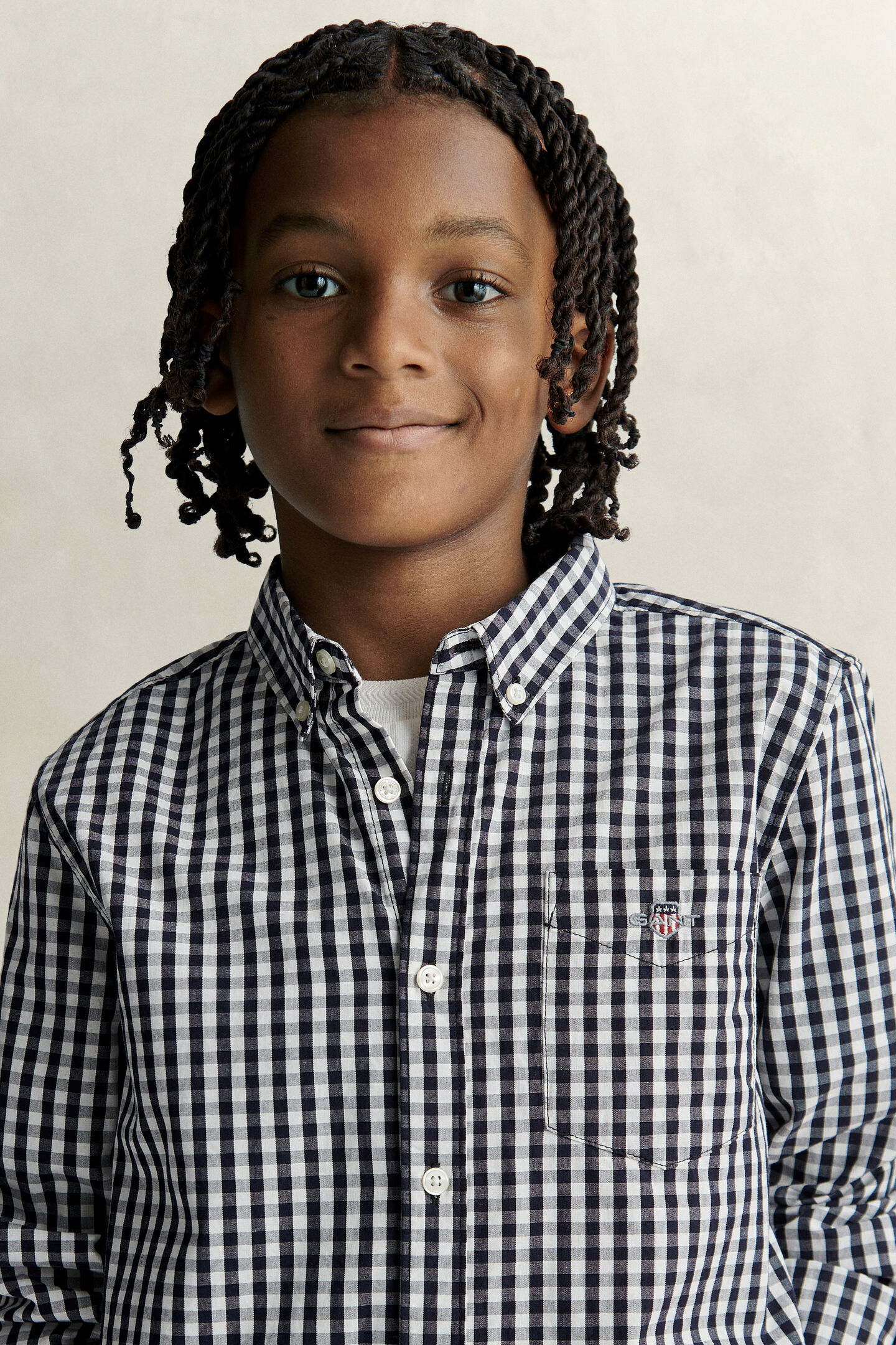 Teen Boys ginghamv&auml;vd poplinskjorta