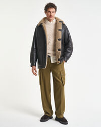 Shearlingjacka i l&auml;der