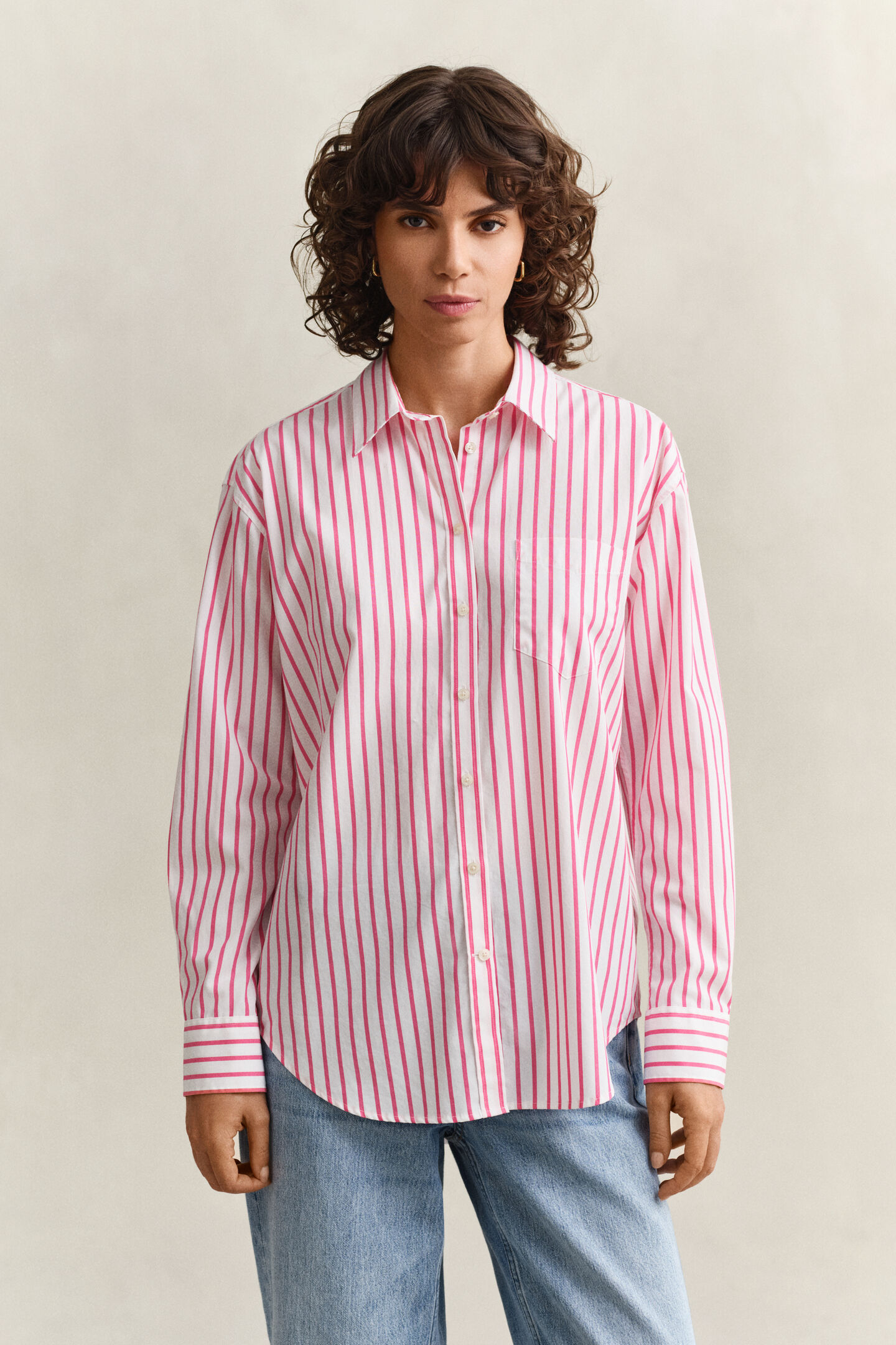 Relaxed fit klassisk randig poplinskjorta