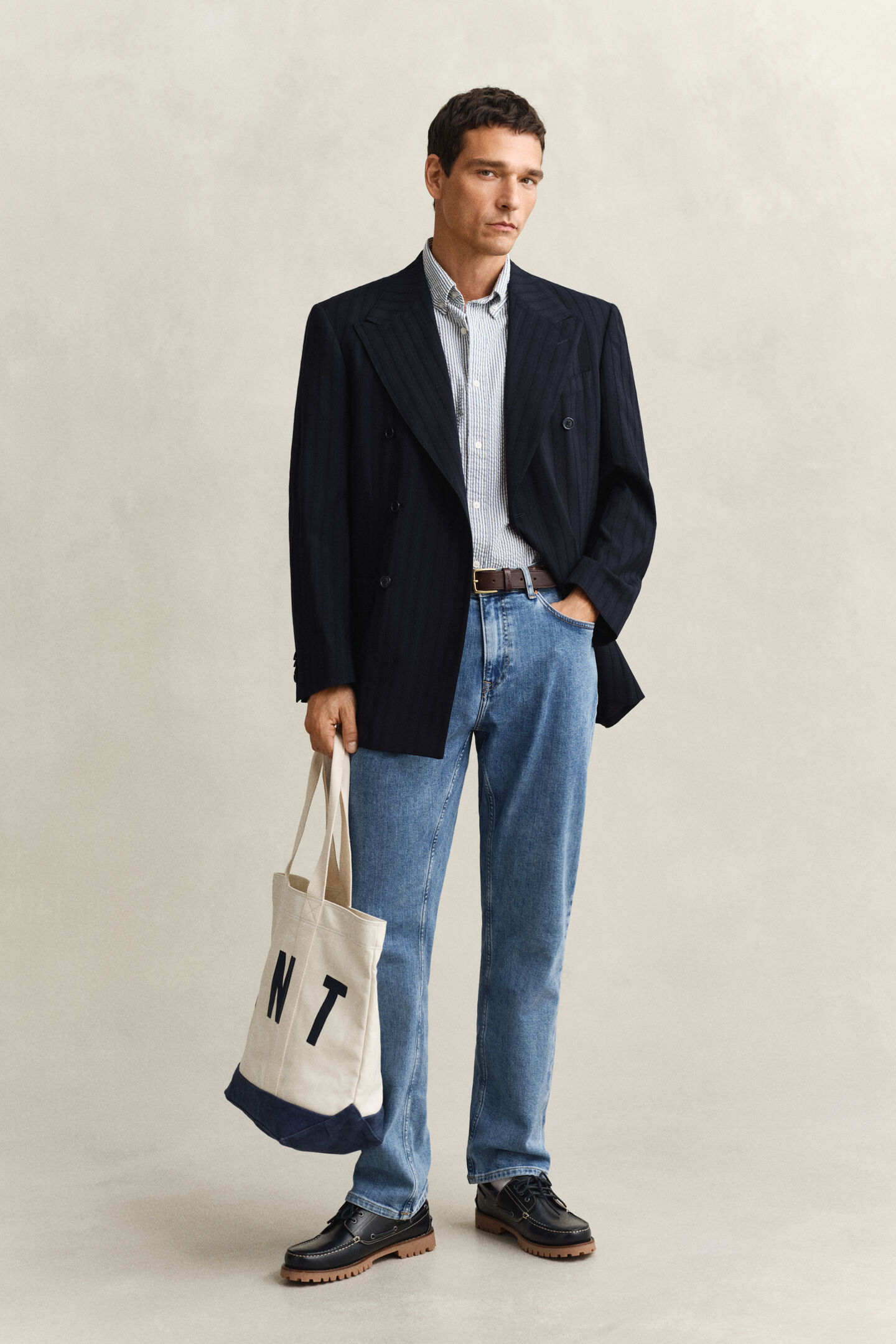 Randig kort&auml;rmad skjorta i b&auml;ckeb&ouml;lja