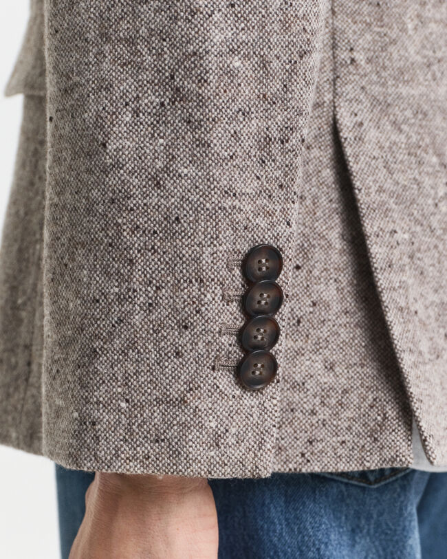 Regular fit kavaj i ull med textur