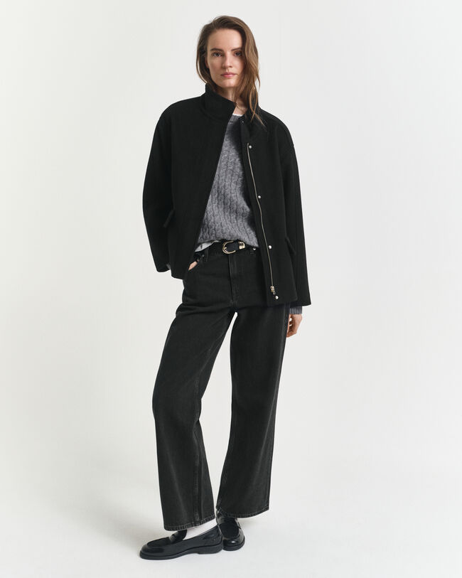 Kort yllejacka med dragkedja