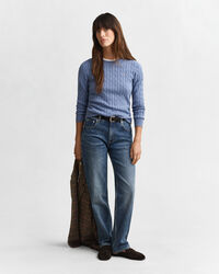 Kabelstickad tr&ouml;ja med rund hals