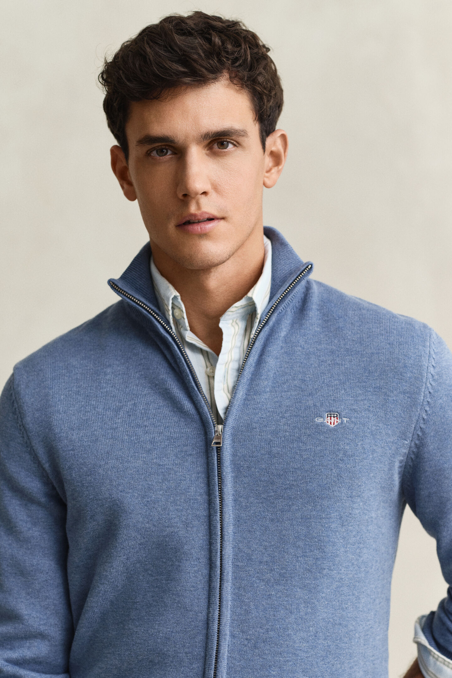 Casual Cotton kofta med dragkedja