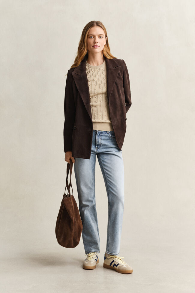 Kabelstickad kort&auml;rmad tr&ouml;ja