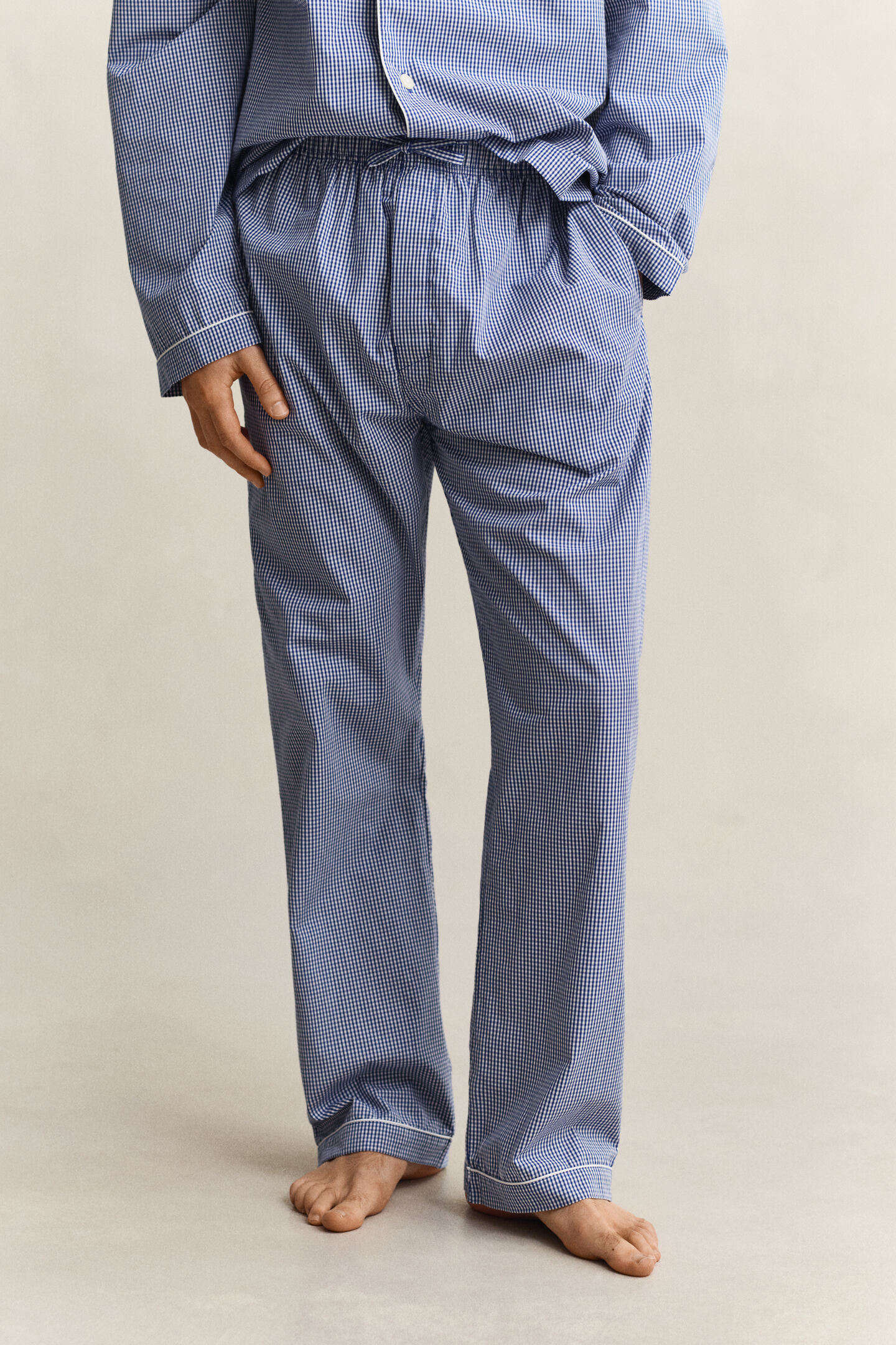 Pyjamasset i ginghamrutig poplin