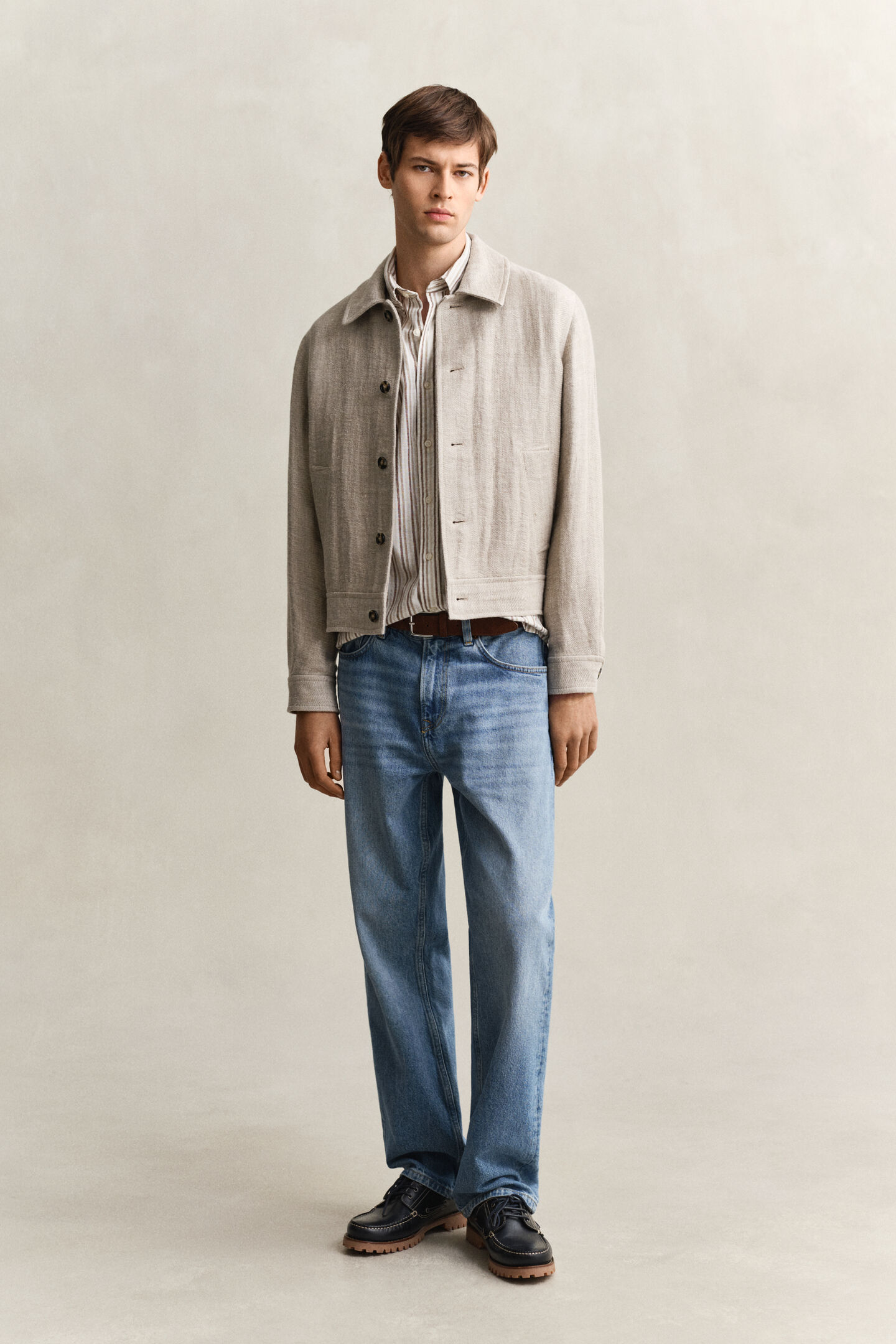 Randig skjorta i linneblandning